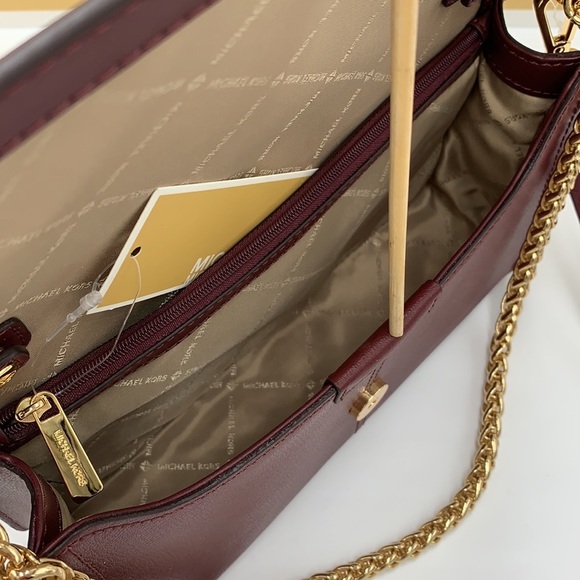 MICHAEL KORS SONIA MEDIUM EAST WEST SHOULDER CROSSBODY BAG MERLOT COLOR - Picture 13 of 16